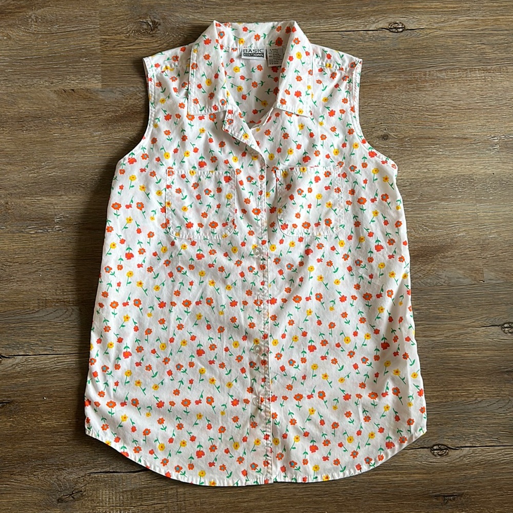 🌸 Vintage Basic Editions Floral Sleeveless Top